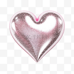粉红色闪光背景图片_发光的银色心形，带有粉红色闪光