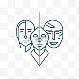 一个包含三个人脸的图标 向量