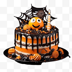 橙色和黑色图片_万圣节蛋糕，橙色和黑色的糖果眼