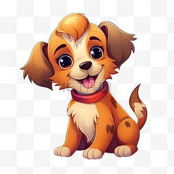 棕色的狗耳朵图片_可爱的卡通小狗彩色png插图