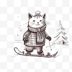 做旧新年卡图片_穿着毛毡靴的可爱微笑猫