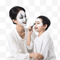 童年看戏图片_亚洲母亲和孩子的儿子化妆万圣节