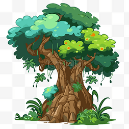 树剪贴画图片_丛林树剪贴画 卡通丛林中的树 向