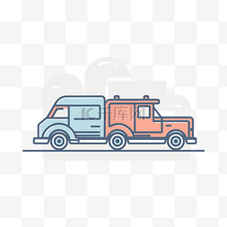 卡车和货车颜色平面图标 向量