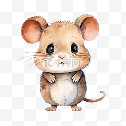 水彩小老鼠图片_可爱的小胖棕色涂鸦卡通老鼠角色