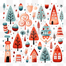 经典色彩图片_手绘抽象有趣的圣诞快乐卡通可爱