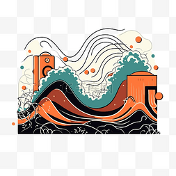 频率向量图片_频率剪贴画海洋卡通中波浪的插图