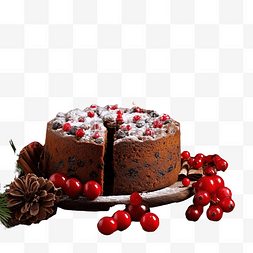 桌上的蛋糕图片_质朴的木桌上的圣诞水果蛋糕和圣