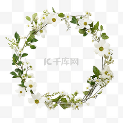 白色复制图片_白色野花花环框架