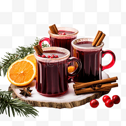 喝红杯子图片_红色杯子里的热红酒和圣诞装饰品