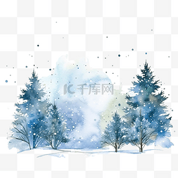 冬天冰雪景图片_圣诞节和冬天的抽象水彩雪花飘落