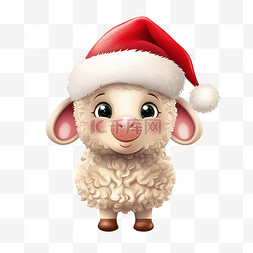 羊肉解剖图图片_可爱的羊与圣诞老人帽子服装卡通