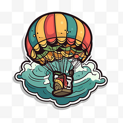 漂浮的热气球图片_漂浮在海浪上的热气球的插图 向