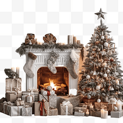 房子装饰图片_有圣诞树的家居装饰