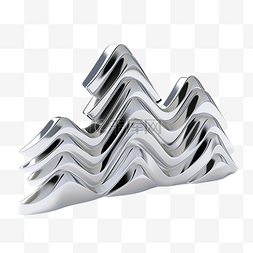 抽象之字形镀铬 3d 孟菲斯形状