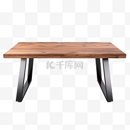 隔离桌图片_阁楼风格的木桌，带金属腿的隔离