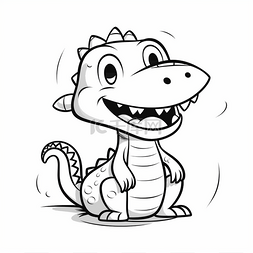 鳄鱼的眼睛图片_一只小恐龙的卡通着色页