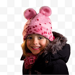 托莱多圣诞节时，一个戴着粉色帽