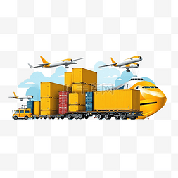 火车卡车集装箱船和飞机旅行