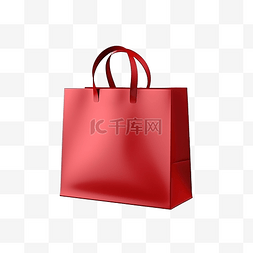 圣诞节购物袋图片_3d 逼真购物袋 红色购物袋