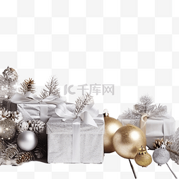 木板上有装饰品和礼品盒的圣诞节