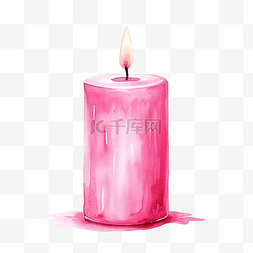 水彩蜡烛粉红色