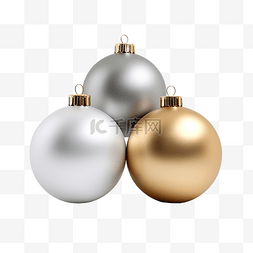 金色物品图片_3d 渲染逼真的金色和银色圣诞球现