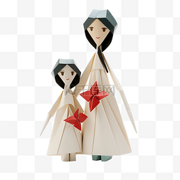 母亲节和女儿折纸娃娃