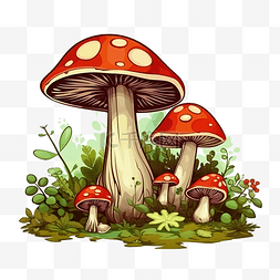 楚雄野生菌图片_卡通蘑菇森林野生蘑菇