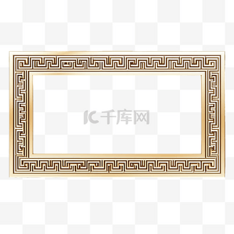 具有无缝蜿蜒图案的矩形金色边框
