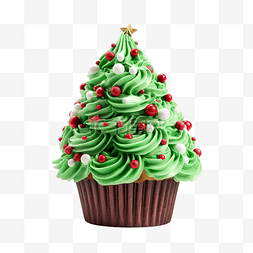 圣诞美味的纸杯蛋糕，以圣诞树的