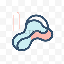波浪白色图片_带有蓝色轮廓和粉红色的耳朵形状