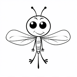 卡通png蜻蜓图片_幼儿免费着色页 带翅膀的昆虫可