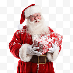 圣诞老人在飘落的雪花下送来礼物
