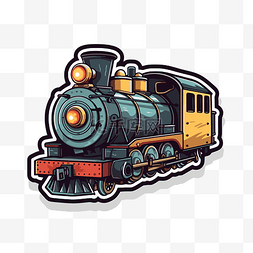 白色背景上的卡通复古老式火车插