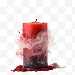 万圣节红蜡烛与烟雾