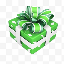 3色蝴蝶结图片_逼真的 3D 礼品绿盒和白色蝴蝶结
