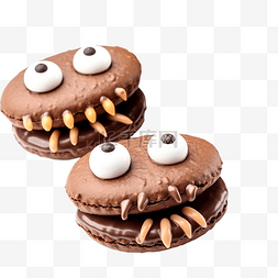 万圣节怪物形式的巧克力酱饼干