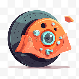 橙色车轮的制动剪贴画风格卡通插