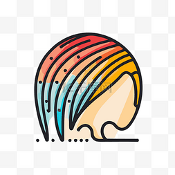 卡通女人的头发和头上的彩虹 向