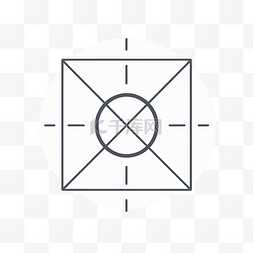 代表圆形中的正方形的图标 矢量