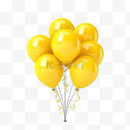 纪念日字体图片_黄色气球生日庆祝的漂浮装饰