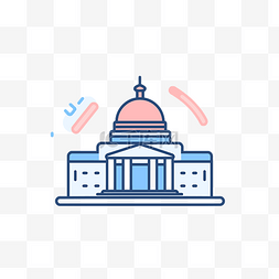 国会背景图片_国会大厦以粉色和蓝色勾勒出轮廓