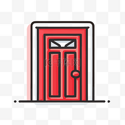 带红色入口设计图标的门 向量
