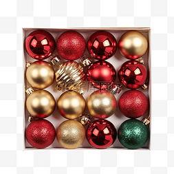 形状和颜色图片_盒子里有不同形状和颜色的圣诞球