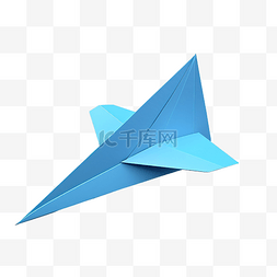 蓝色折纸飞机图片_蓝色纸飞机 3d 插图