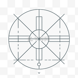 指南针是圆形的，上面画有线条 