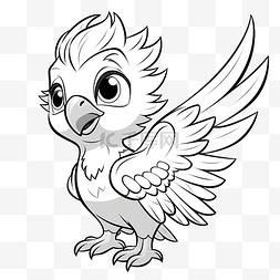 卡通家禽动物图片_可爱的卡通家禽翅膀动物鹦鹉着色