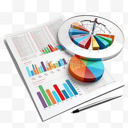 投资长图图片_报告图表财务的 3d 插图