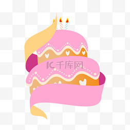 生日双层蛋糕卡通图片_蛋糕粉色双层